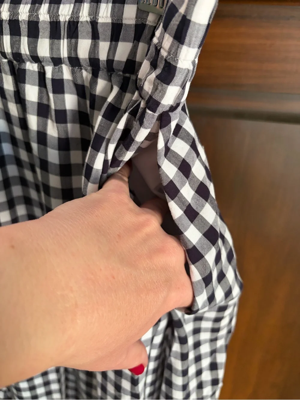 J Crew gingham hi low skirt sz small